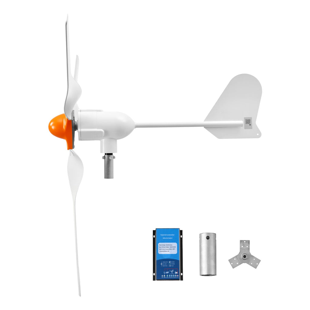 1200W 24V Wind Turbine Generator, 3-Blade Wind Turbine Kit with Wind/Solar Hybrid Controller, Efficient 3-Phase AC Permanent Wind Power Generator for RV Boat Home Farm (Tower Pole Not Included)