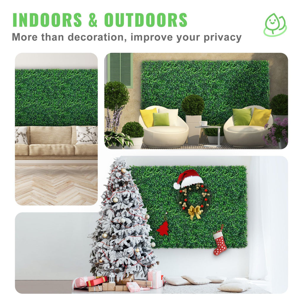 12PCS 24\"x16\" Grass Wall Panels for 32 SQ Feet, Boxwood Hedge Wall Panels, Artificial Grass Backdrop Wall 1.6\", Privacy Hedge Screen UV Protected for Outdoor Indoor Garden Fence Backyard image 2