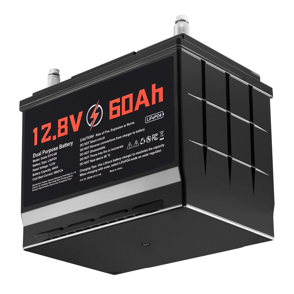 12V 60Ah Dual Purpose LiFePO4 Lithium Battery, 800 CCA Group 24, Lithium-ion Starter Battery Plus Deep Cycle, Built-in Smart BMS, Car Start-Stop, for Automotive, Trolling Motor, Engine Starting