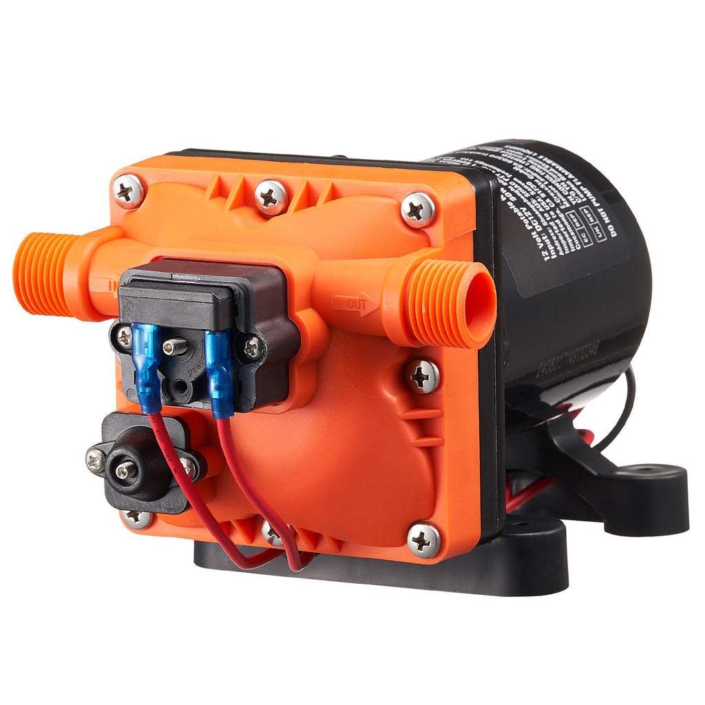 12V Diaphragm Pump, 3 GPM (11.36 L/min), 4-Chamber 12 Volt DC Water Pump with Automatic Pressure Switch 40-100 PSI Adjustable, 55 PSI, 1/2'' MNPT Port, for RV Yacht Food Truck Camper Marine