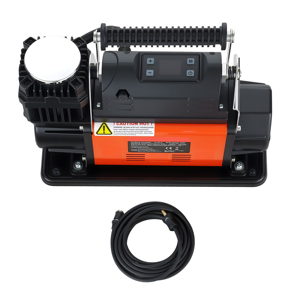 12V Heavy Duty Air Compressor, Auto-Stop Portable Tire Inflator with LCD Digital Display, 7.14 CFM 150PSI Offroad Air Pump with Adapters for Trucks Car SUV 4 x 4 Vehicle RV