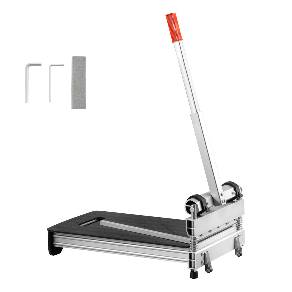 13 inch Vinyl Floor Cutter, 12mm Thick Laminate Flooring Cutter with 15°/30°/45° Adjustable Angle Settings, Flexible Wheels, Telescoping Handle, Certain Engineered Wood, LVT, VCT, SPC, LVP, WPC