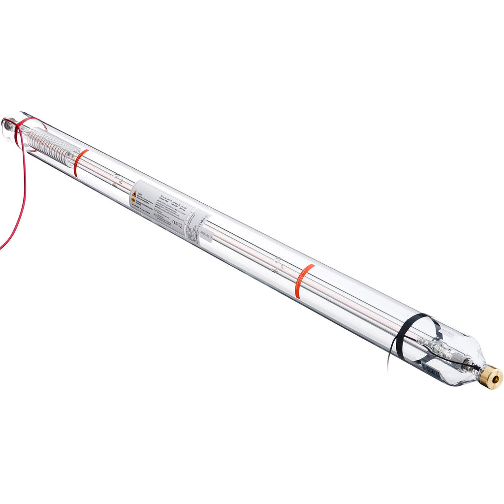 130W CO2 Laser Tube, 65 in (1650 mm) Length, 3.1 in (80 mm) Dia Borosilicate Glass Laser Cutter Tube with Metal Head, 10,000hr Wires Preconnected for Laser Engraver Engraving Cutting Machine