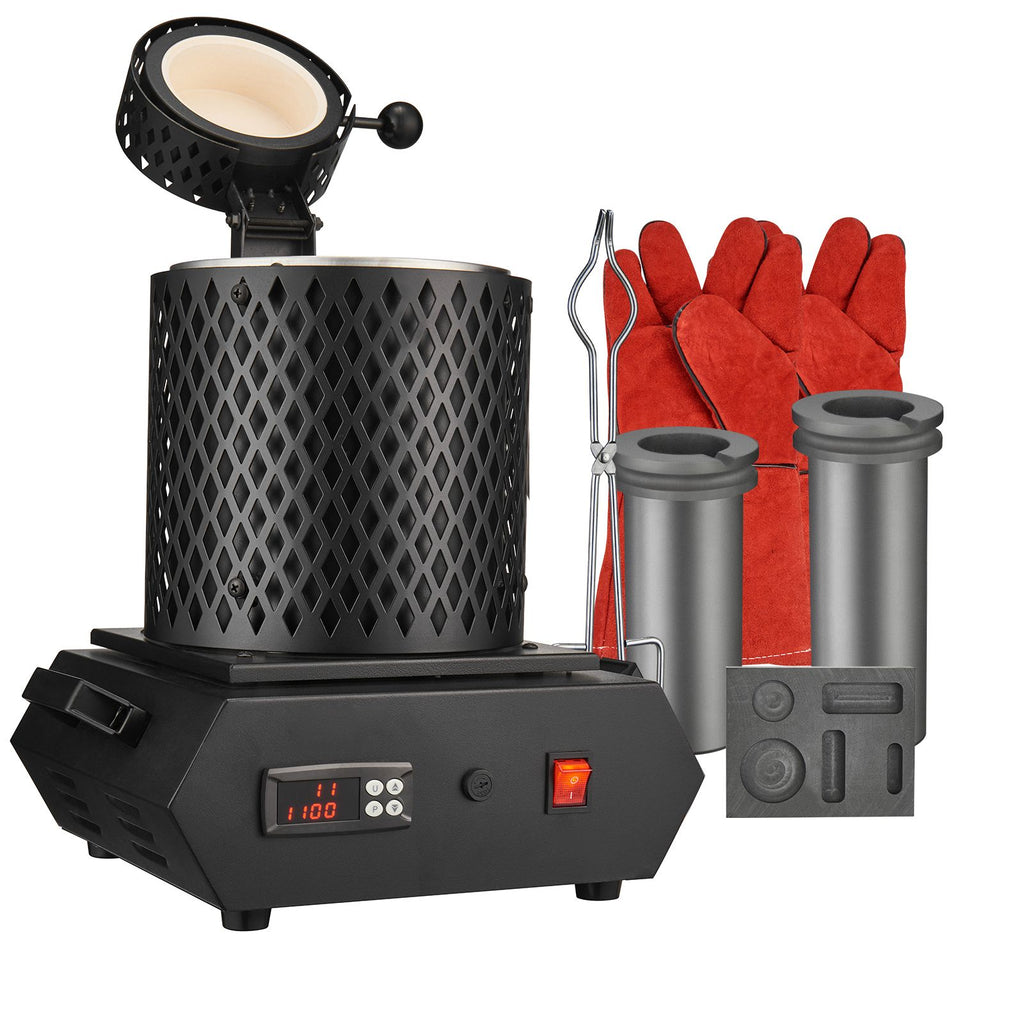 1350W Gold Melting Furnace, Electric Digital Smelting Furnace, 2102 Fahrenheit/1150Celsius Electric Melting Furnace with 1kg and 3 kg Graphite Crucibles for Melting Gold, Silver, Aluminum