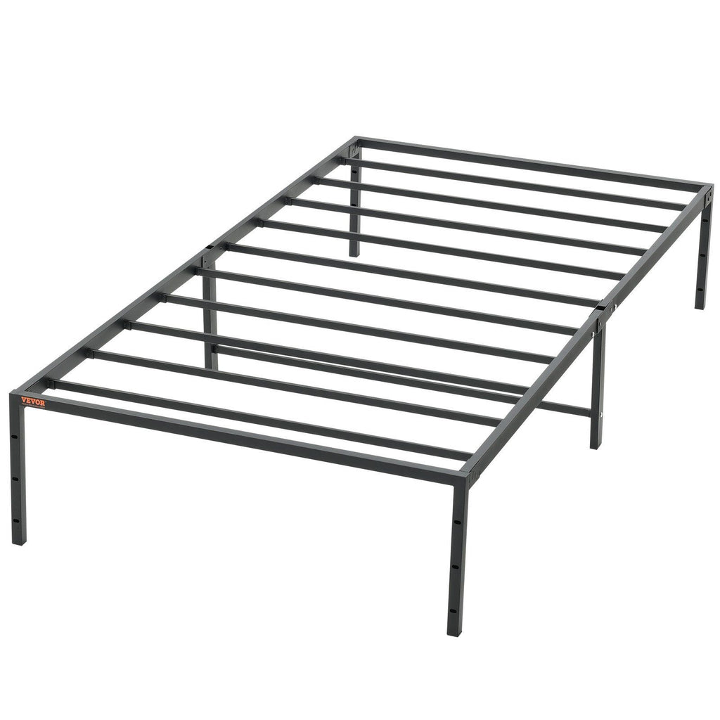 14 Inch Twin Metal Bed Frame Platform, No Box Spring Needed, Embedded Mattress Foundation with Steel Slat Support, Easy Assembly, Noise Free