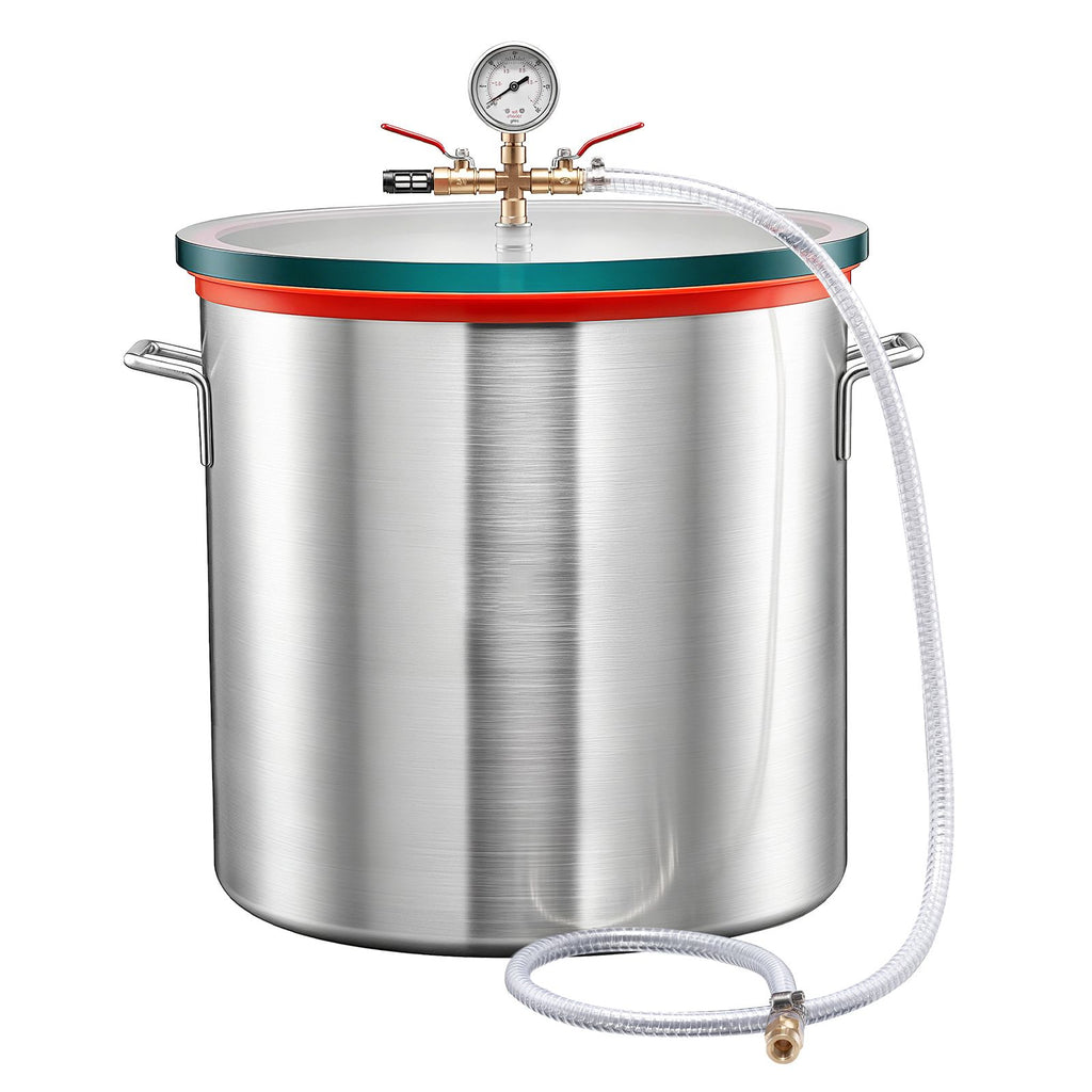 15 Gallon Vacuum Chamber, Aluminum Alloy, Vacuum Degassing Chamber with Tempered Glass Lid, Hose, Air Filter, for Resin Casting, Stabilizing Wood, Degassing Silicone, Epoxies, Essential Oils