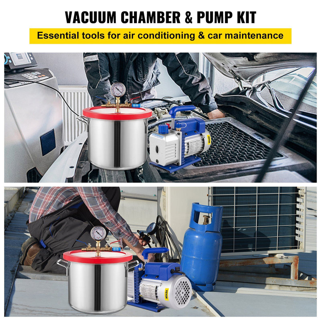 1.5 Gallon Vacuum Degassing Chamber Kit Stainless Steel Degassing Chamber 5.7L Vacuum Chamber Kit with 2.5 CFM Vacuum Pump - Not for Wood Stabilizing image 2