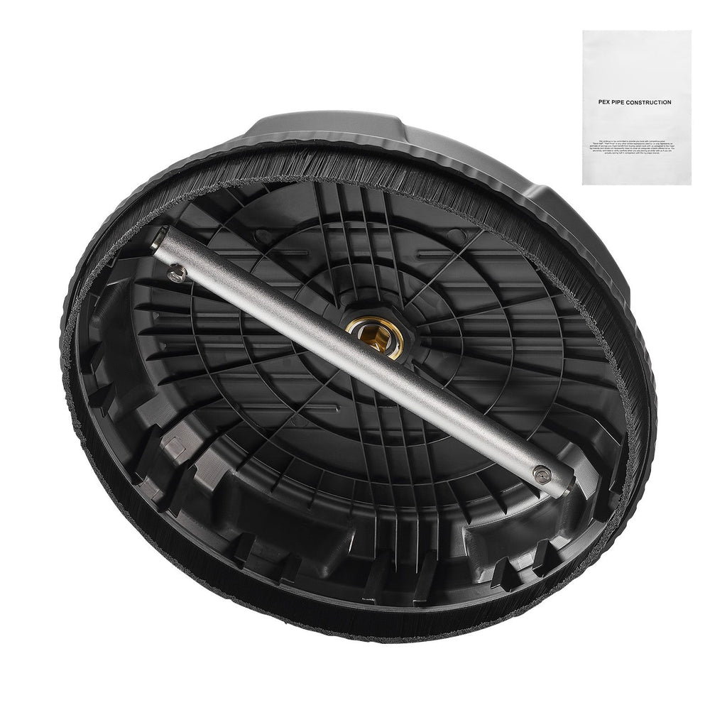 15" Pressure Washer Surface Cleaner, Plastic Pressure Washer Attachments with 4 Wheels, 4000 Max PSI, 1/4 Quick Connector, 2 Spray Nozzles, Ideal for Driveways, Sidewalks, Patios, Decks, Black