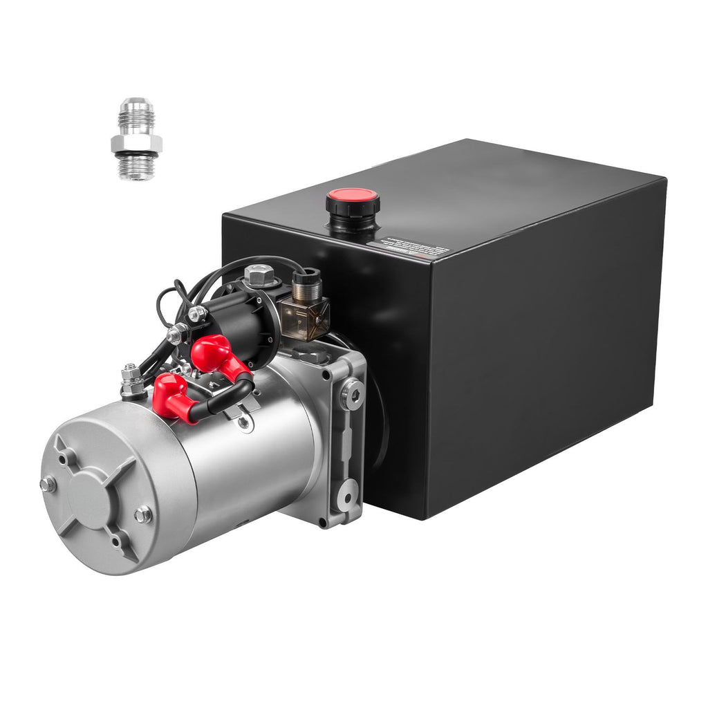 15 Quart Hydraulic Power Unit, Single Acting Dump Trailer Pump, 3200 PSI Max Relief Pressure & 0.91 GPM Flow Rate, DC 12V Hydraulic Pump with Metal Reservoir for Dump Trailer Car Lifting