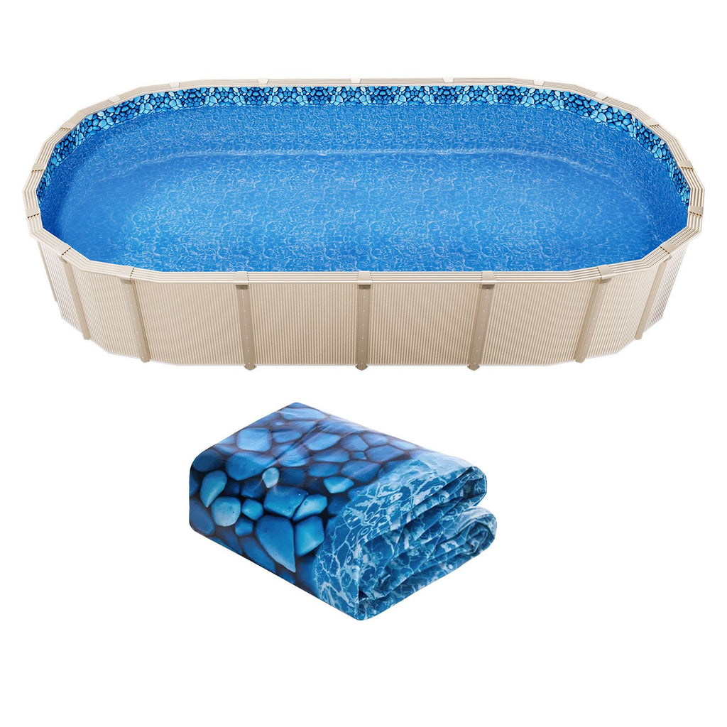 15 x 30 ft Oval Pool Liner, Unibead Above Ground Pool Liners, 52in Wall Height, Durable Standard Gauge Vinyl, Designed for Steel Sided Above-Ground Swimming Pools