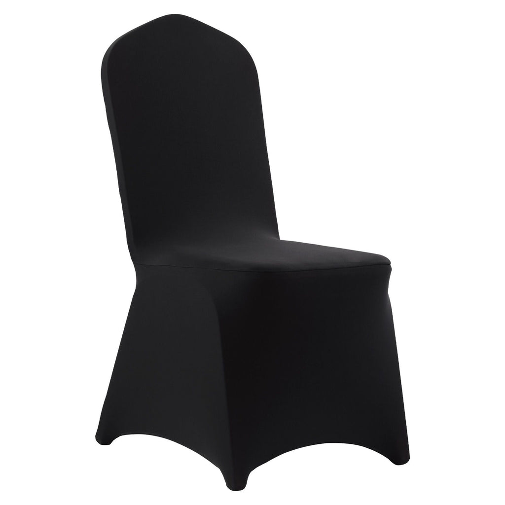 150 Pcs Black Chair Covers, Polyester Spandex Chair Cover, Stretch Slipcovers for Wedding Party Dining Banquet Flat-Front Chair Covers, Fits Chair Measures up to 20.08 x 17.72 x 37.4 inch