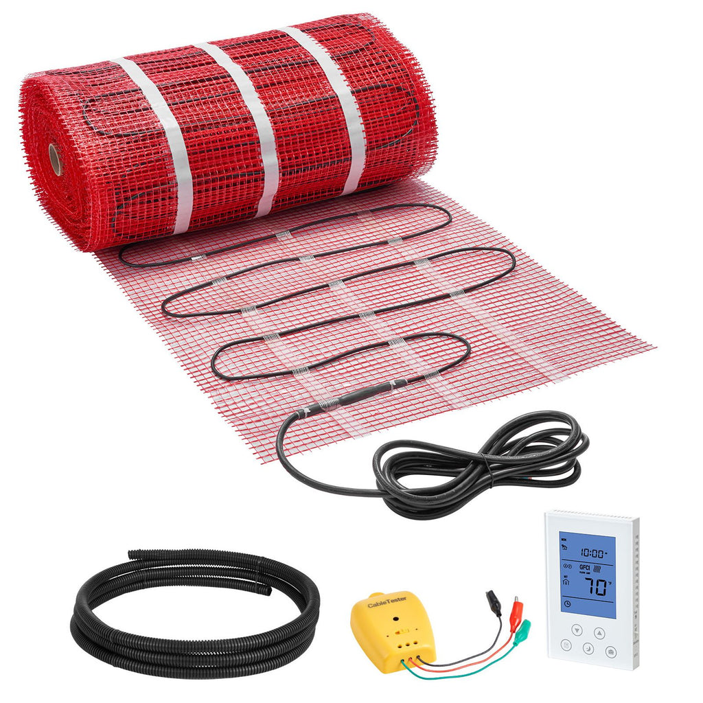 150 sqft Self-Adhesive Mesh Floor Heating Mat System, 120V Electric Radiant Heated Floor System, with Smart Control Thermostat & Alarm, Easy Installation for Tile, Stone, Vinyl