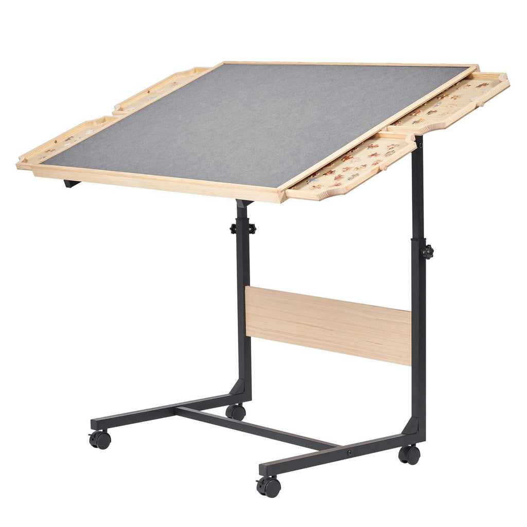 1500 Piece Puzzle Table with Legs, 4 Drawers and Cover, 34x25 in Portable Wooden Board with Wheels, Jigsaw Puzzle Accessories for Adults, Adjustable Height & 5-Tilting-Angle, Gift for Mom