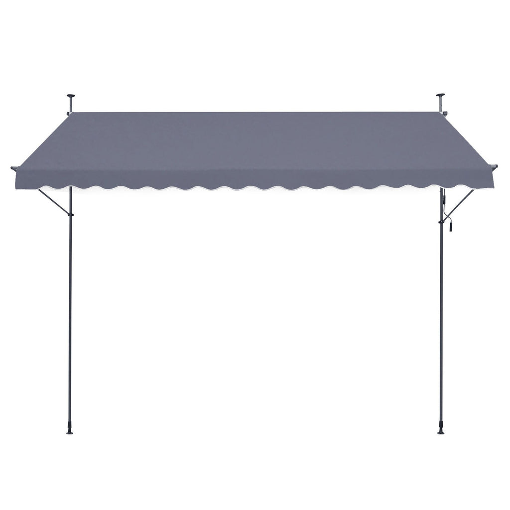 157 x 47" Patio Awning Retractable, Awning Sunshade Shelter with Manual Crank Handle, Outdoor Patio Canopy Sunsetter Deck, Adjustable Height from 86 to 122 in, for Patio/Balcony/Yard, Dark Gray