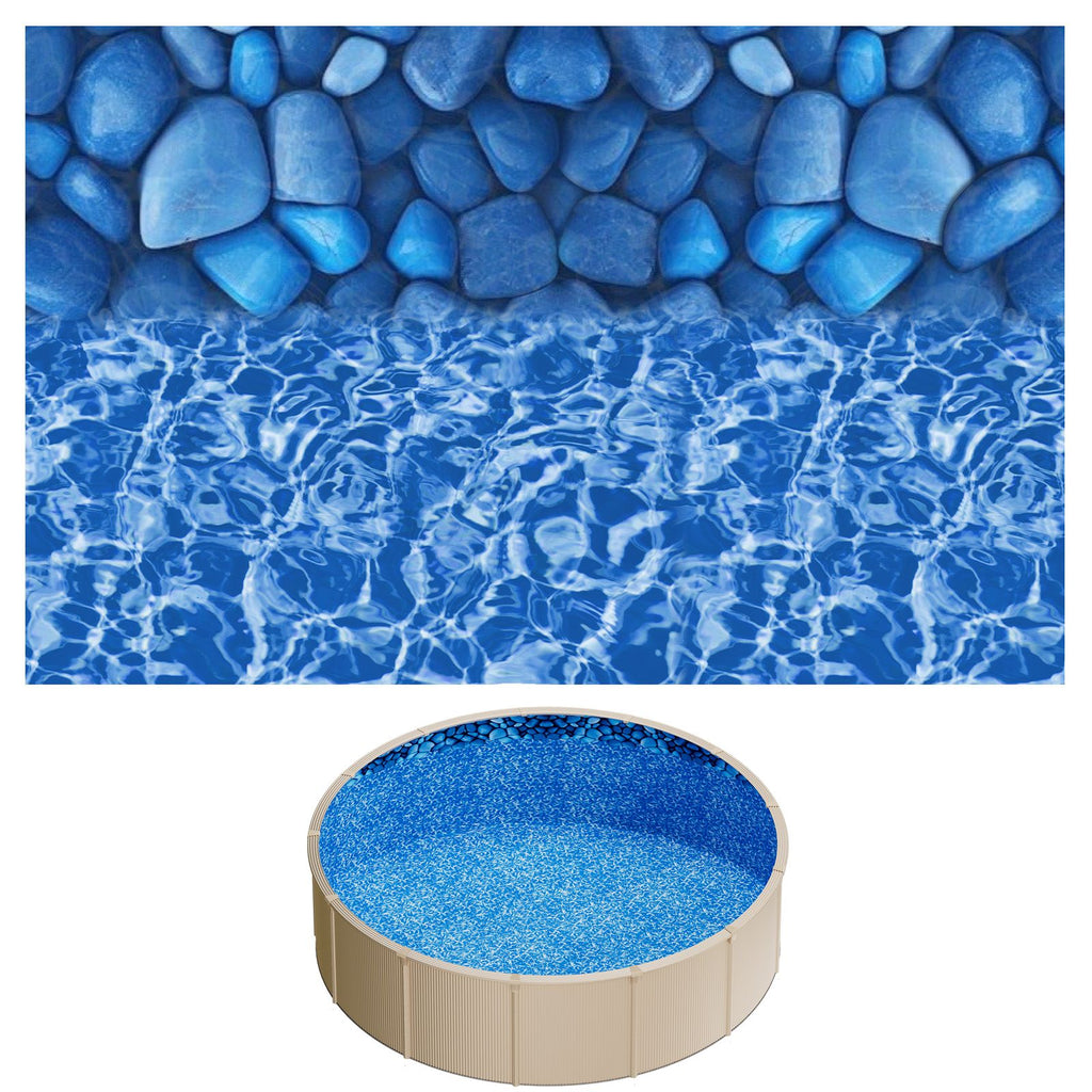 15ft Pool Liner, Round Overlap Swimming Pool Liner for 54 in Wall Height, Premium Vinyl, Easy Install with Leak-Proof Patches, Designed for Steel Sided Above-Ground,Outdoor, Boulder Swirl
