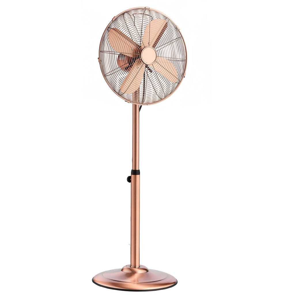 16-Inch High Velocity Pedestal Fan, 1450 CFM Industrial Standing Floor Fan with Handle, 75° Oscillating, 3-Speed Adjustable Height, Metal Made for Commercial, Garage, Workshop, Home, Copper