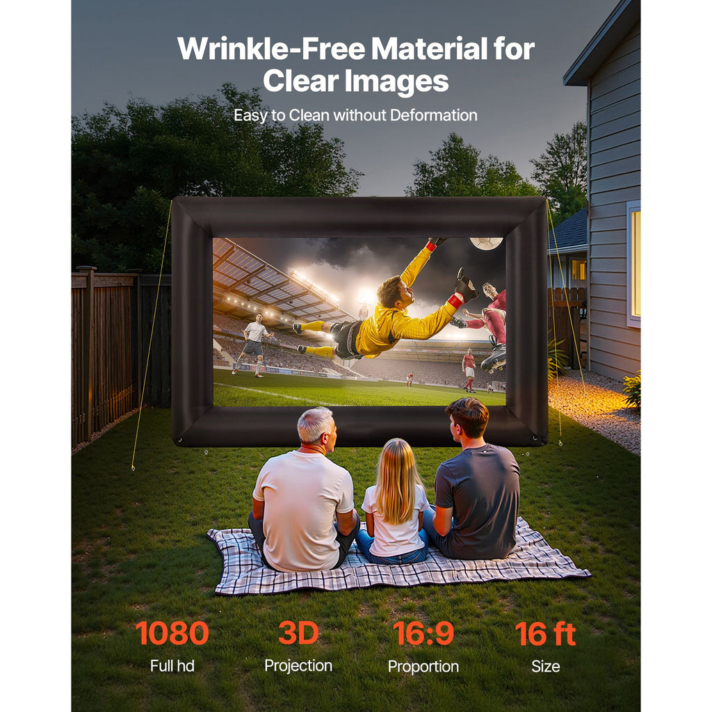 16FT Inflatable Projector Screen, Inflatable Movie Screen Outdoor with 250W Air Blower Projector Screen Oxford Fabric Material Blow Up Screen for Outdoor Backyard, Home Theater, Theme Party image 2