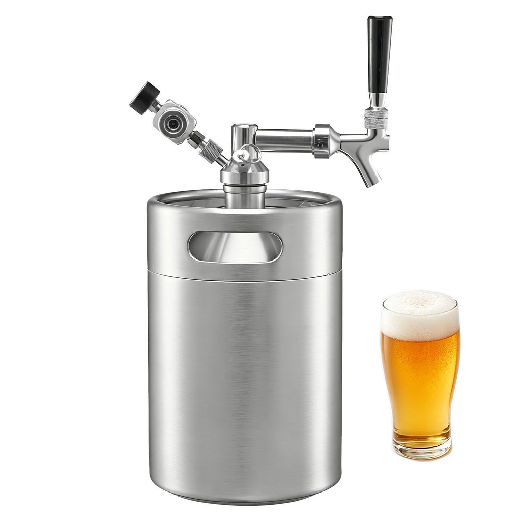 170oz Mini Keg, Pressurized Growler Tap System, 304 Stainless Steel Beer Kit, with Co2 Regulator, Self-Closing Faucet, Keeps Fresh and Carbonation for Homebrew, Craft and Draft Beer
