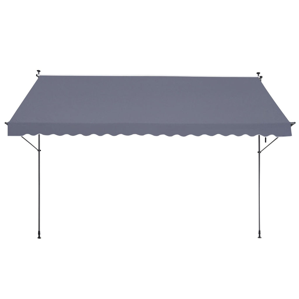 178 x 47" Patio Awning Retractable, Awning Sunshade Shelter with Manual Crank Handle, Outdoor Patio Canopy Sunsetter Deck, Adjustable Height from 86 to 122 in, for Patio/Balcony/Yard, Dark Gray