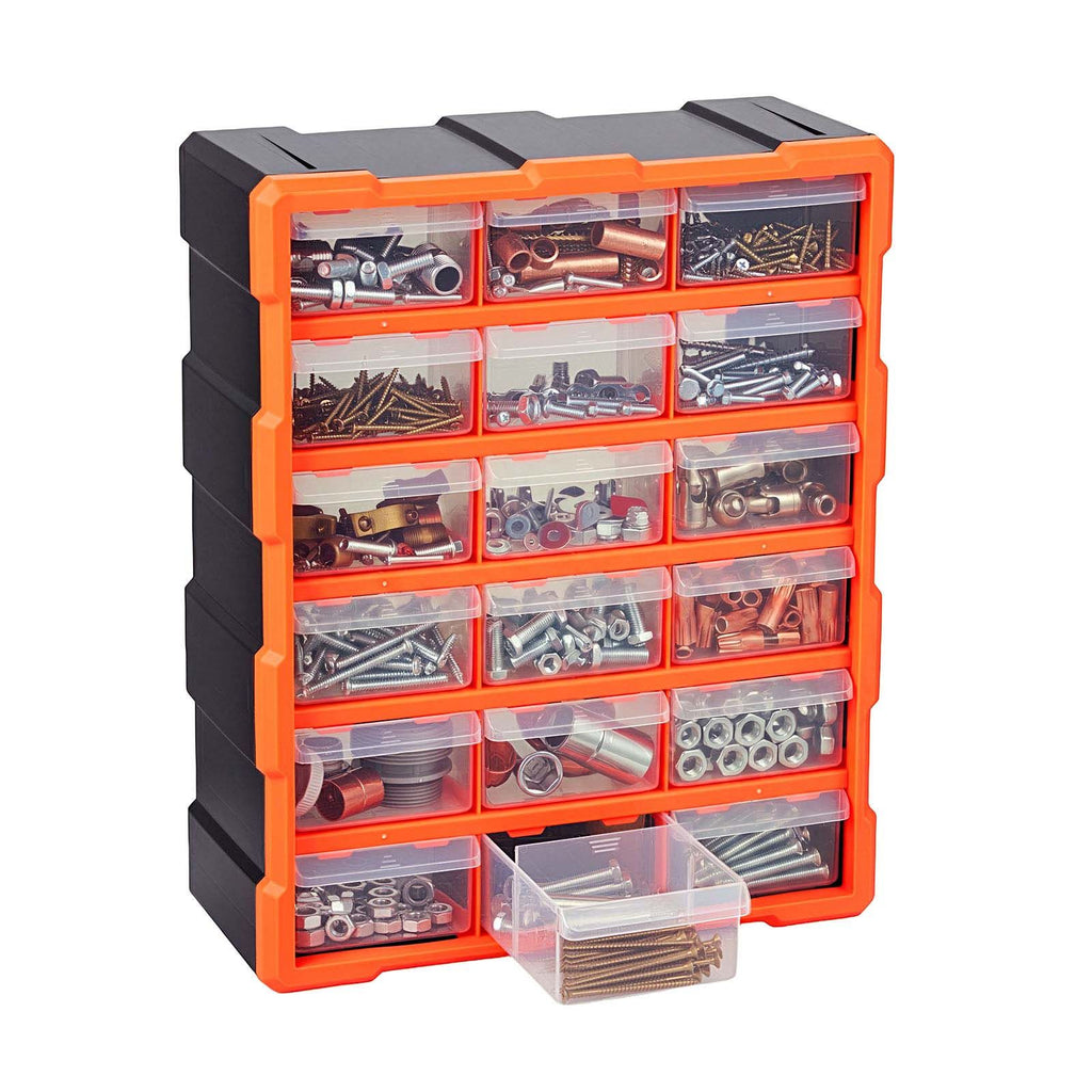 18-Drawer Storage Organizer, Plastic, Drawer Storage Cabinet for Garage Organization, Stackable Small Parts Organizer, Wall-Mounted Toolbox, for Hardware, Beads, Screws, Crafts, Building Bricks