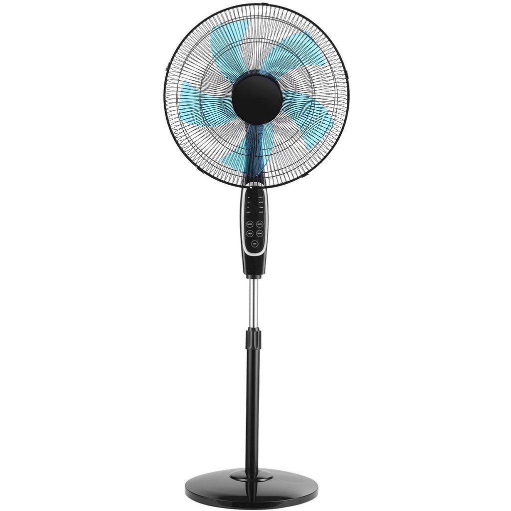 18-Inch Pedestal Fan, 2700 CFM Standing Floor Fan with Remote Control, 9 Speeds & 3 Modes, Oscillating Adjustable Height, Quiet DC Motor 5-Blade for Home, Bedroom, Garage, Workshop, Black