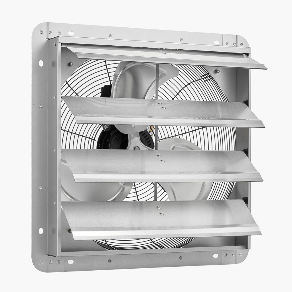 18 inch Shutter Exhaust Fan, Wall Mounted Attic Vent Fan with 2200 CFM Airflow, AC Motor, Heavy-duty Steel Construction, Low Noise for Shed, Garage, Greenhouse Ventilation Cooling, Silver
