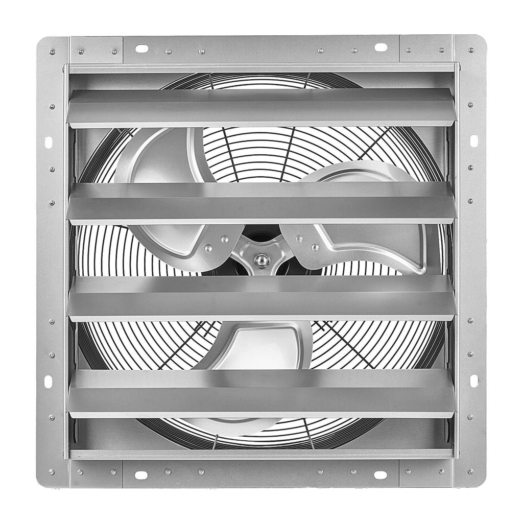 18 Inch Shutter Exhaust Fan Wall Mounted Automatic Louvers Silver, Sturdy Steel Housing, 3051 CFM Low Noise, AC Motor, Ventilation and Cooling for Attic, Garage, Barn, Greenhouse, Workshop