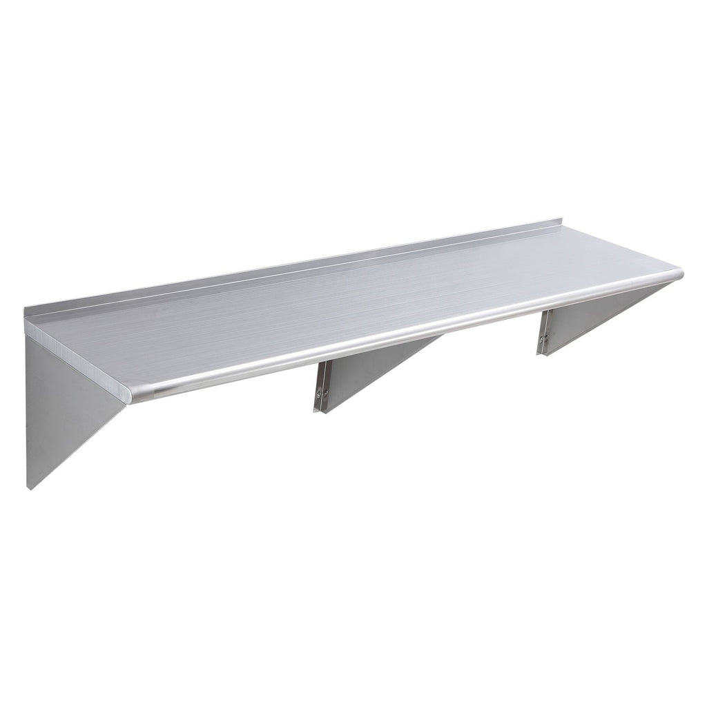 18" x 72" Stainless Steel Shelf, Wall Mounted Floating Shelving with Brackets, 500 lbs Load Capacity Commercial Shelves, Heavy Duty Storage Rack for Restaurant, Kitchen, Bar, Home, and Hotel