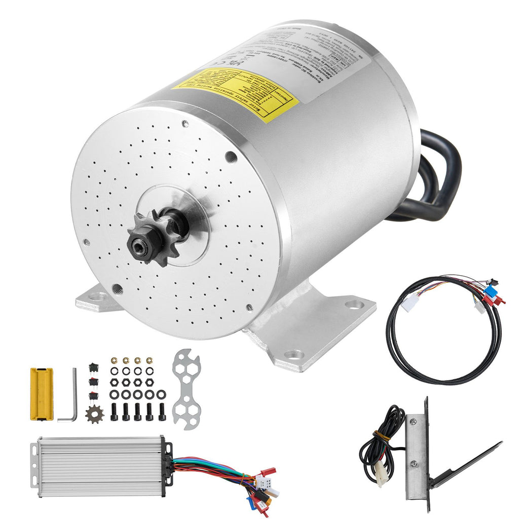 1800W Electric Brushless DC Motor Kit - 48V 4500rpm Motor with Upgraded Speed Controller and Foot Pedal Throttle Kit for Go Karts E-Bike Motorcycle Scooter DIY
