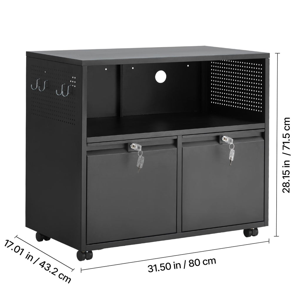 2 Drawers Metal File Cabinet, Lateral Filing Cabinet with Lock and Adjustable Hanging Rods, Wide Filing Storage Cabinets for Home and Office Fit Letter, A4, Legal Size File, Easy Assembly, Black