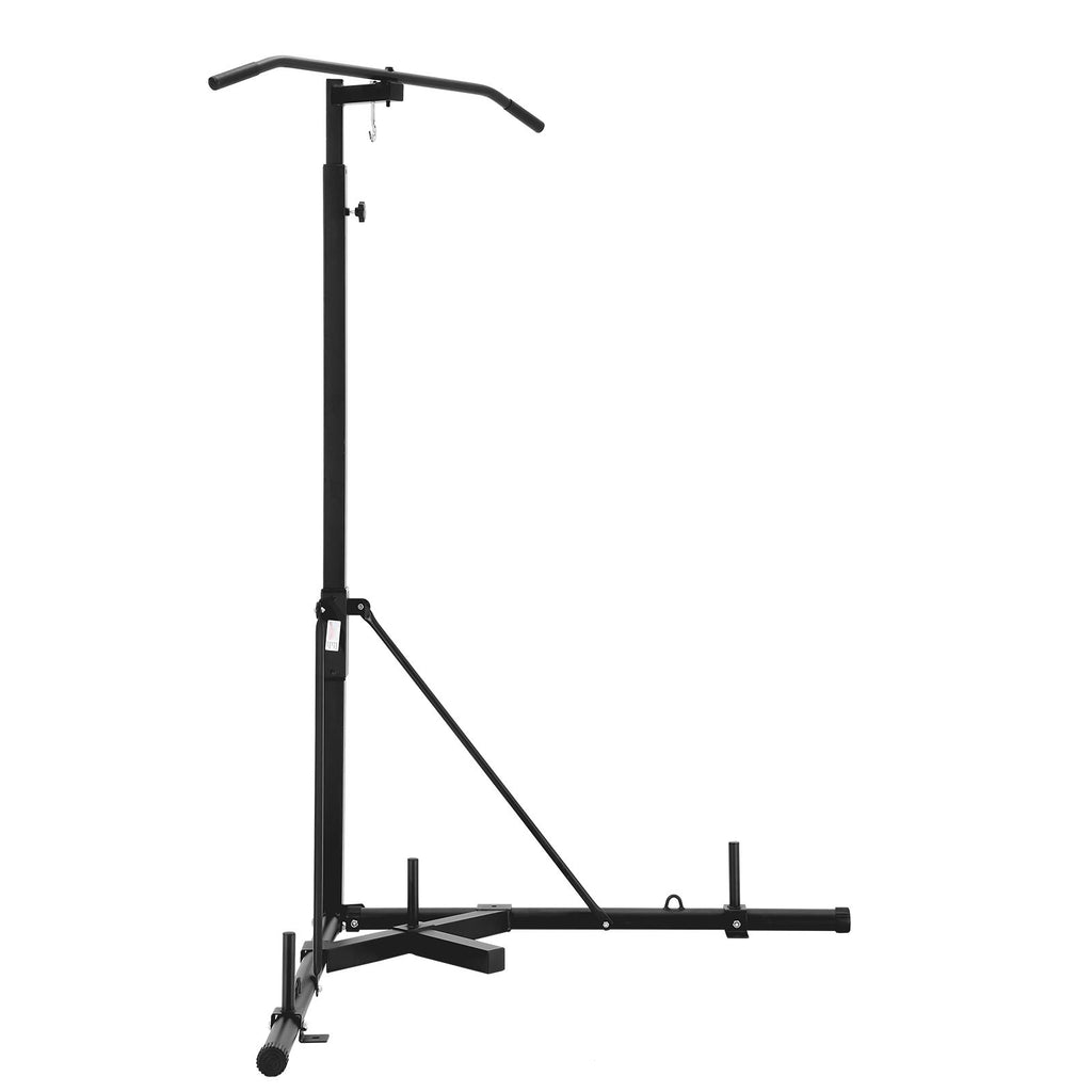 2 in 1 Punching Bag Stand, Steel Heavy Duty Workout Equipment, Adjustable Height Boxing Punching Bag Stand with Pull Up Bar, Freestanding Sandbag Rack, Holds Up to 140 lbs, for Home Gym Fitness