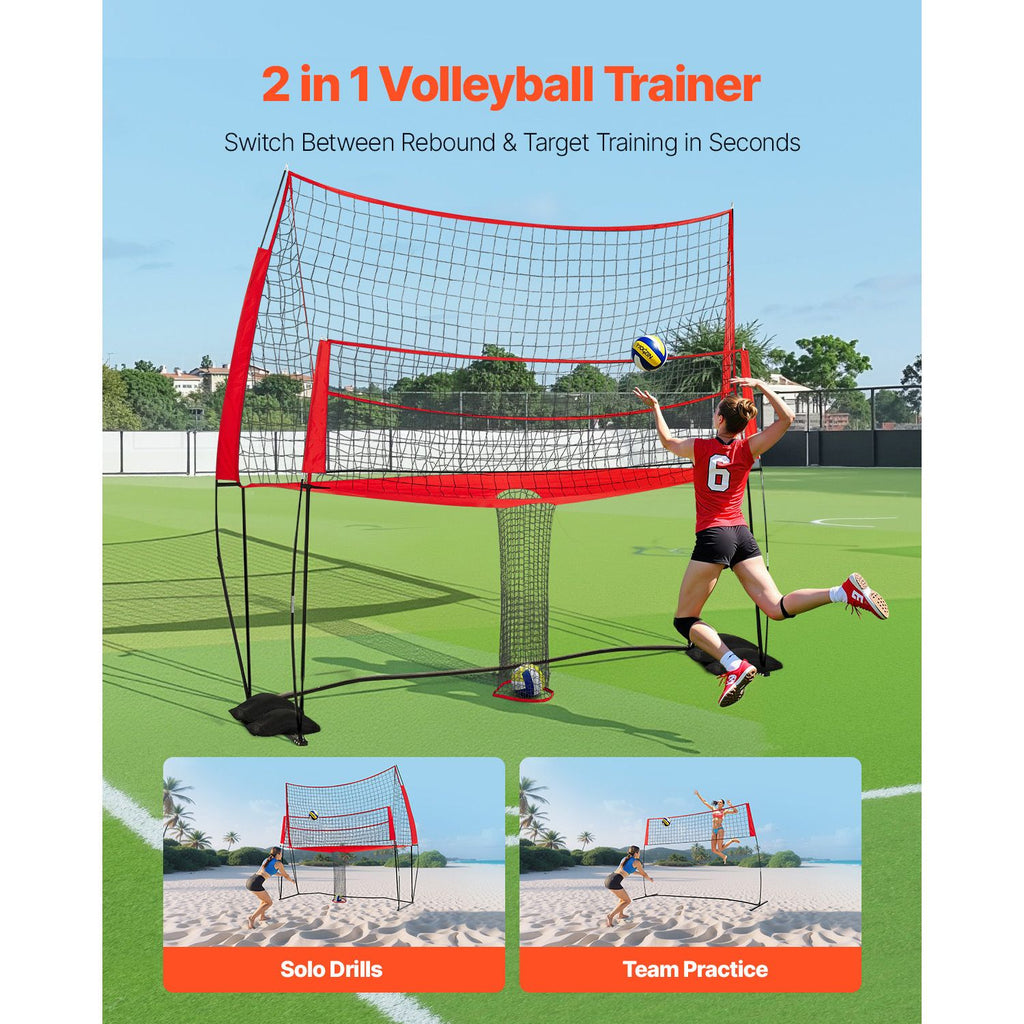 2-in-1 Volleyball Training Net System, Freely Height-Adjustable Practice Equipment with Ball Return, Portable Net Station, Easy Setup for Backyard Indoor Outdoor Serving Spiking Improve Accuracy image 2