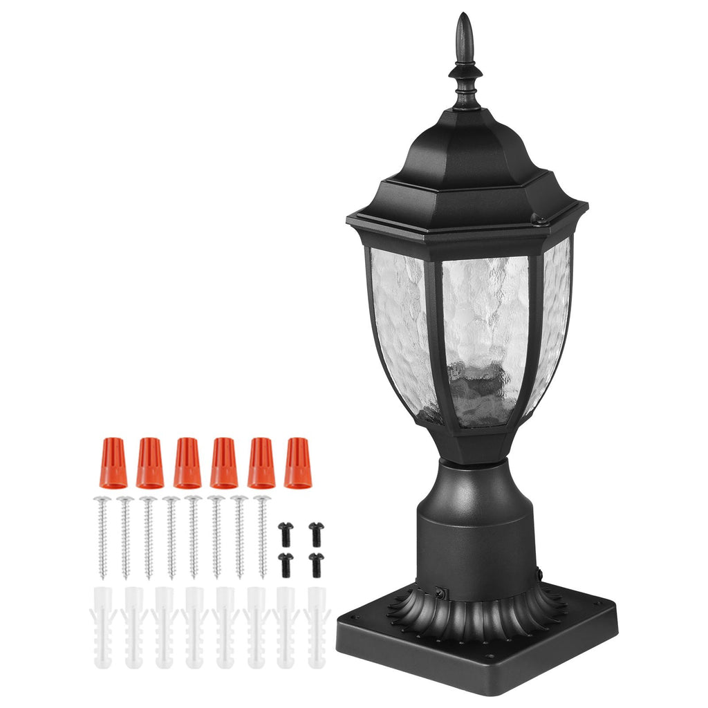 2 Pack Dusk to Dawn Outdoor Post Light, 15.35 in, Waterproof Lamp Post Light Fixtures with 3.5 in Pier Mount Base Glass Shade, Lightning-proof Exterior Pole Column Light for Patio Garden Pathway