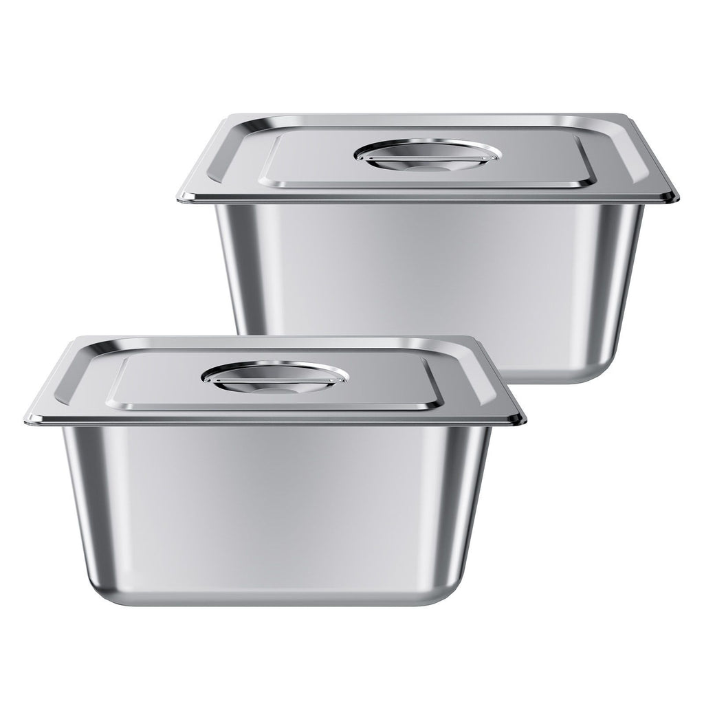 2 Pack Stainless Steam Hotel Pans, 1/2 Size Table Steam Pans With Lids, 6 Inch Deep, Anti Jam Restaurant Supplies Reusable Catering Storage for Home, Party, Restaurant, Hotel, Buffet