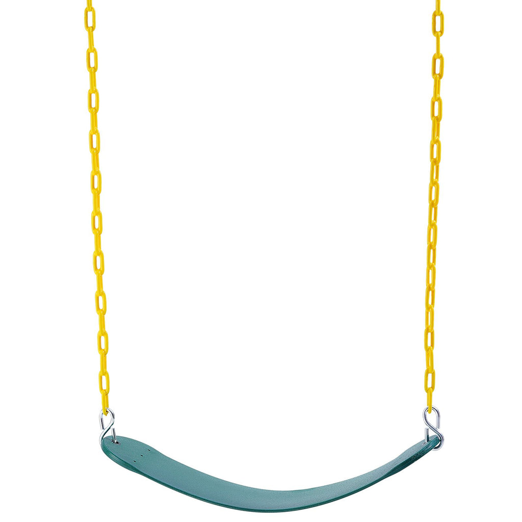 2-Pack Swing Seats, with 66 Inch Coated Chains and Snap Hooks, Support 300 lbs Swings Replacement for Outdoor Swing Set, Swing Set Accessories for Kids, for Outdoor and Indoor Use, Green