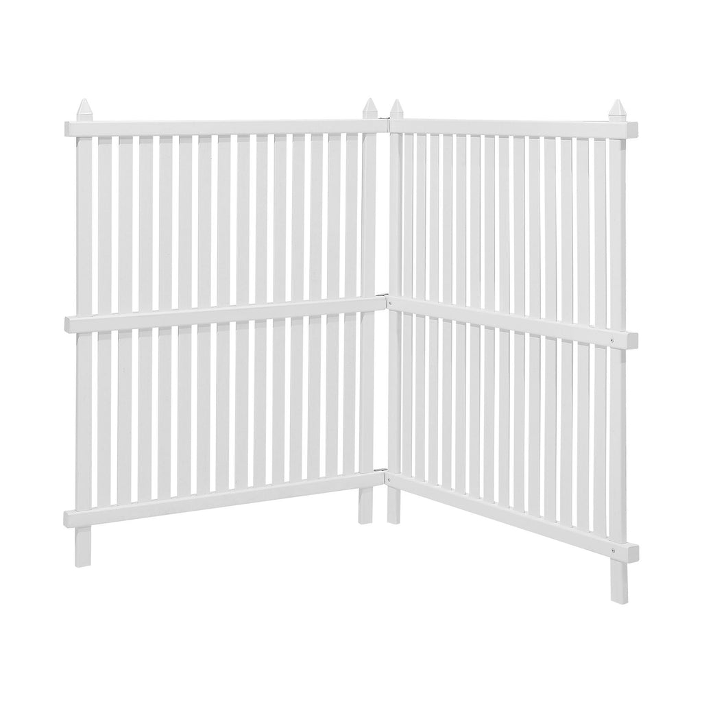 2 Panels Outdoor Privacy Screen, 36 x 45 in Air Conditioner Fence with 19.7 in Ground Stakes, Pool Equipment Enclosure, Strip Vinyl Privacy Fence, Ideal for Trash Can and A/C Units, White