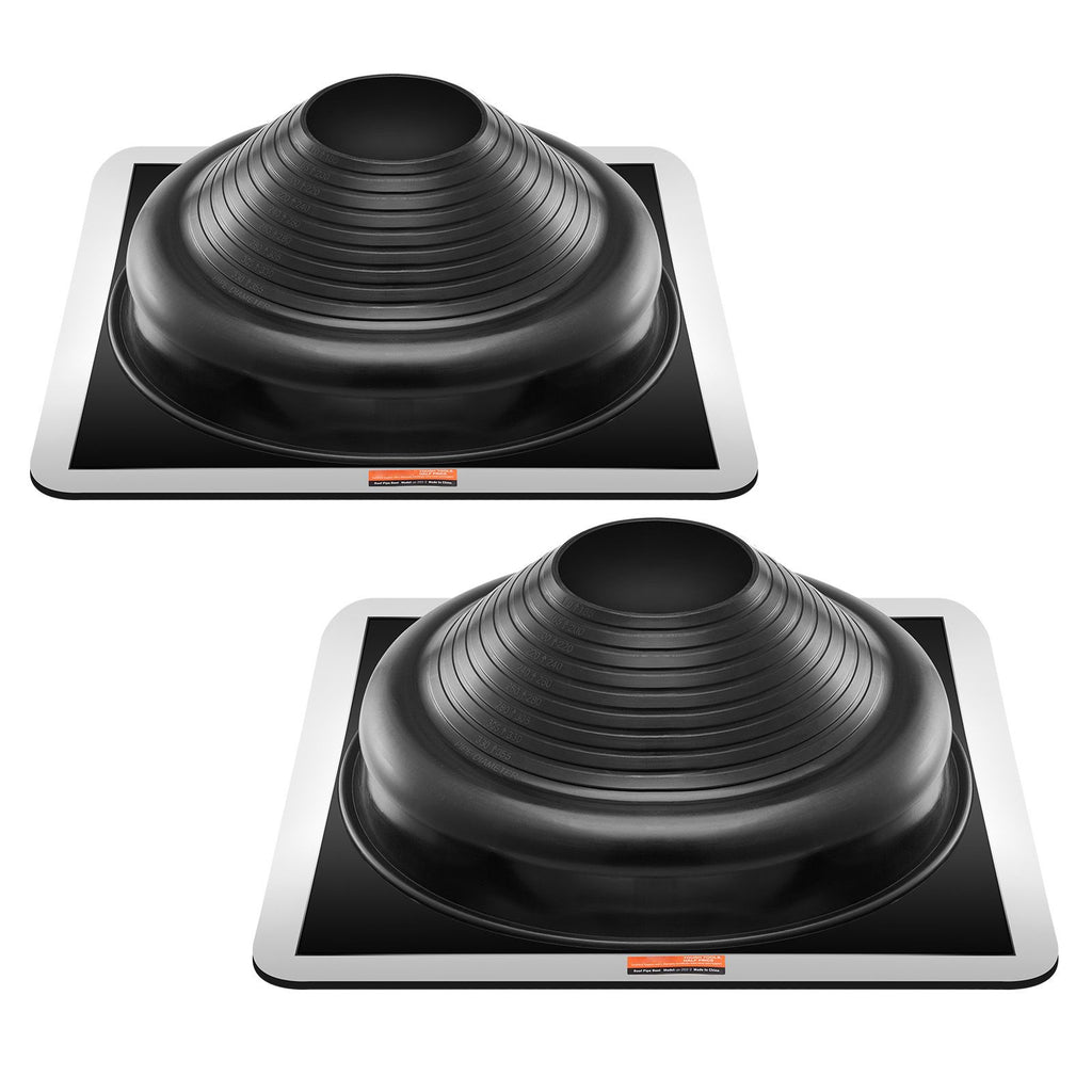 2 Pcs Roof Pipe Flashing Boots, Fit Pipe OD 6-3/4" to 14", Flexible EDPM Roofing Jack Pipe Flashing, High Temp -67 Fahrenheit to 212 Fahrenheit, Endurable Metal Base