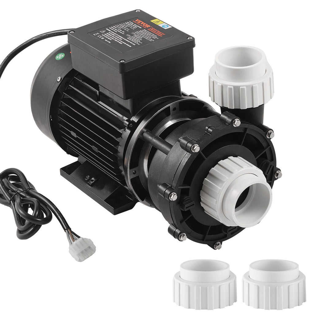 2 Speed SPA Pump, 56-Frame, AC220-240V Hot Tub SPA Pump, 3HP/200GPM/65.61ft High Speed or 0.4HP/100GPM/16.07ft Low Speed, 2" Port 90° Rotational Interface for Hot Tub, Tested to UL Standards