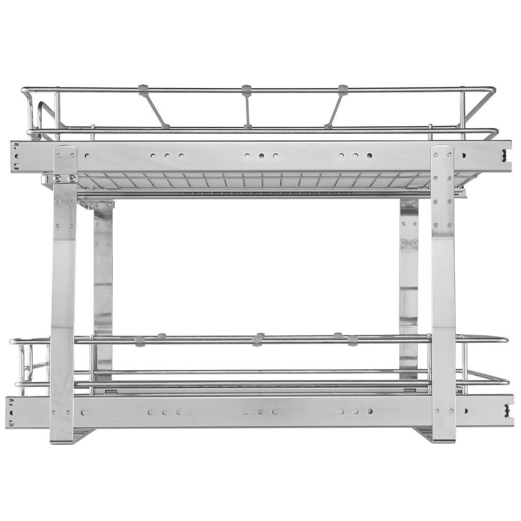 2 Tier 17"Wx21"Dx15"H Pull Out Cabinet Organizer, Heavy Duty Slide Out Pantry Shelves, Steel Roll Out Drawers, Sliding Drawer Storage for Home, 18.5"Wx22"Dx18"H Install Size for Cabinet