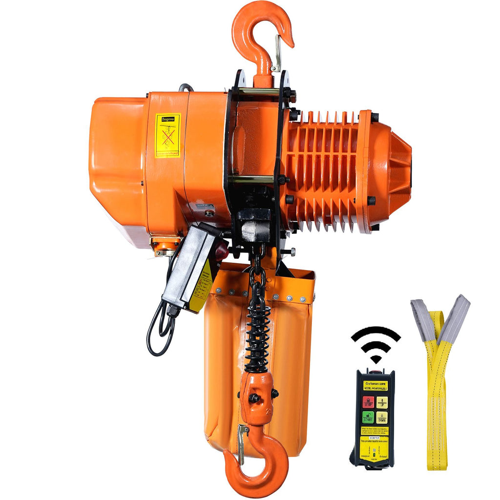 2 Ton Wireless Electric Chain Hoist, 4400 LBS Capacity with 20 FT Lifting Height, IP54 Protection, Three Phase Overhead Crane with G100 Chain