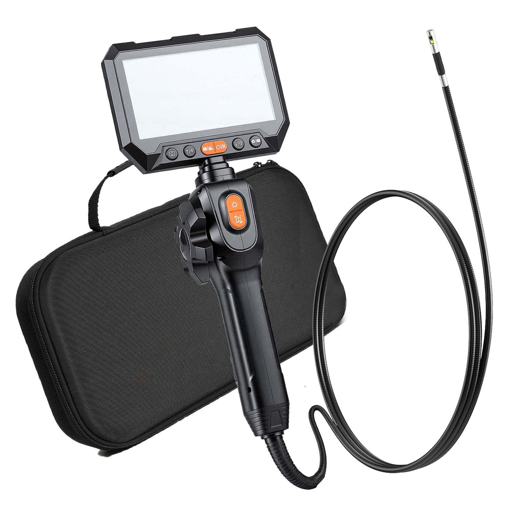 2-Way Dual-Lens Articulating Endoscope with Light, 1080P HD Industrial Borescope Inspection Camera with 0.24-inch Slim Articulated Probe, Rigid Snake Scope Cam for Wall Automotive Inspect-4.9FT