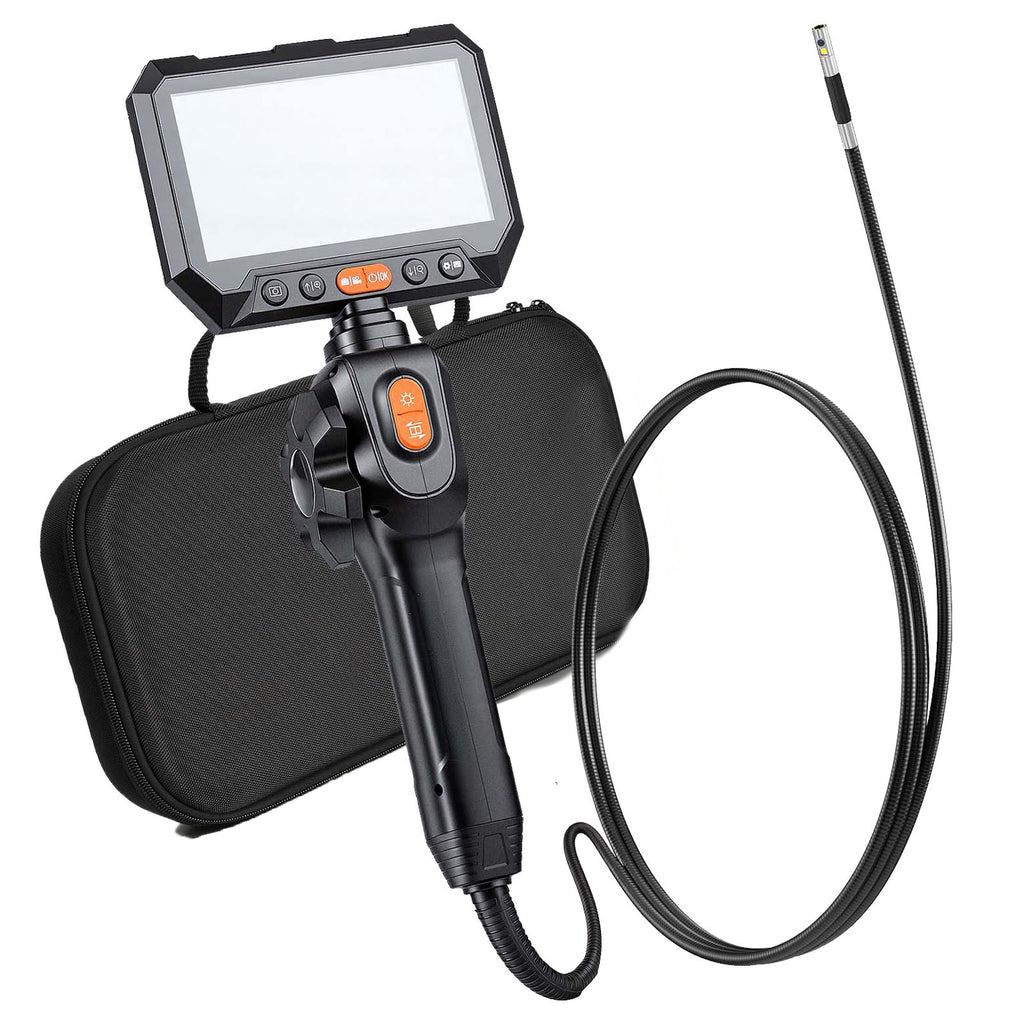 2-Way Dual-Lens Articulating Endoscope with Light, 1080P HD Industrial Borescope Inspection Camera with Articulated Probe, Rigid Snake Scope Cam for Wall Automotive Engine Inspect-4.9FT