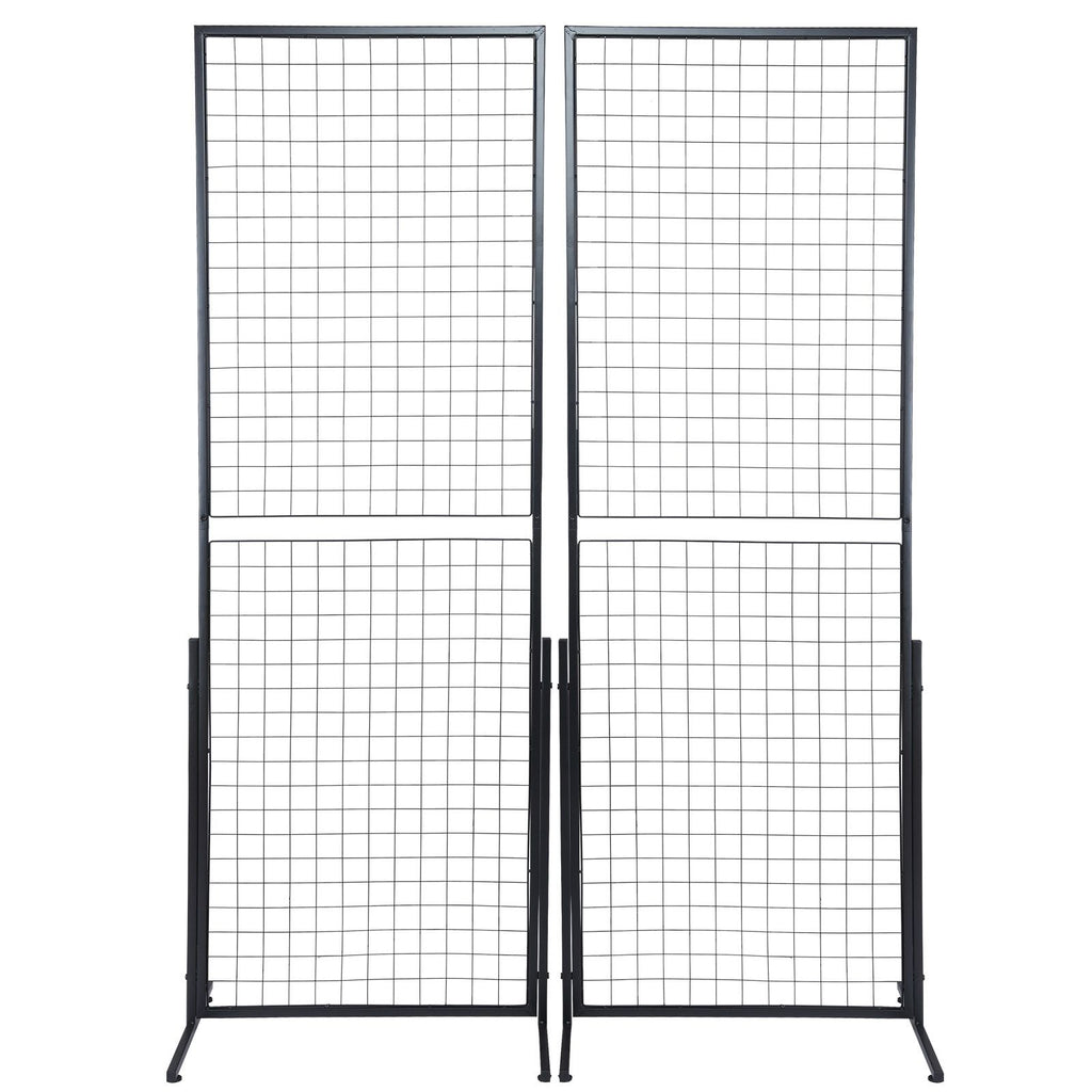 2' x 5.6' Grid Wall Panels Tower, 2 Packs Wire Gridwall Display Racks with T-Base Floorstanding, Double Side Gridwall Panels for Art Craft Shows, Retail Display with Extra Clips and Hooks