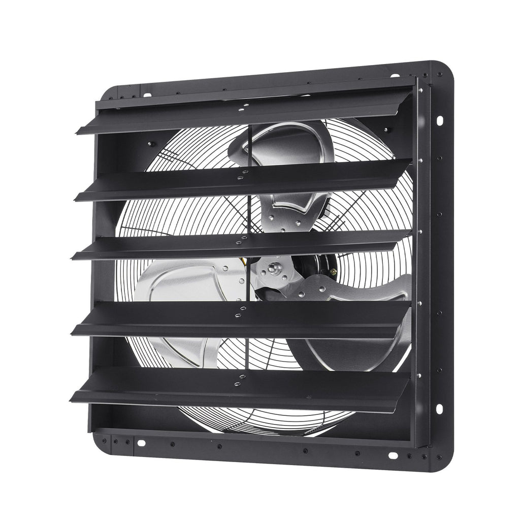 20 inch Shutter Exhaust Fan, Wall Mounted Attic Vent Fan with Smart Programming Variable Speed Temperature Control, 4800 CFM,EC Motor,Timer, for Shed,Garage,Greenhouse Ventilation Cooling,Black