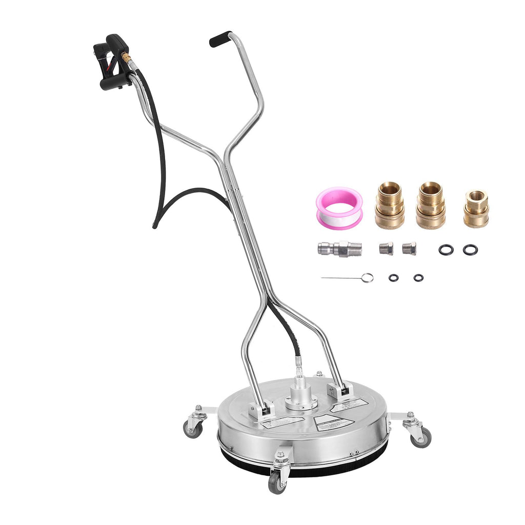 20" Pressure Washer Surface Cleaner w/ Handles & Wheels, Stainless Steel Concrete Cleaner 4500 Max PSI , 3/8"Connector & 1/4" Adapter Power Washer Floor Attachment,For Floor Driveway, Patio