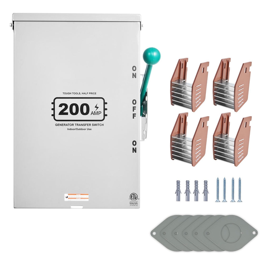 200A Generator Transfer Switch, 48000W Manual Transfer Switch, Heavy Duty Double-Throw Power Transfer Switch 120/240V, Meeting NEMA 3R Standards, for Outdoor, Indoor, and Portable Generator