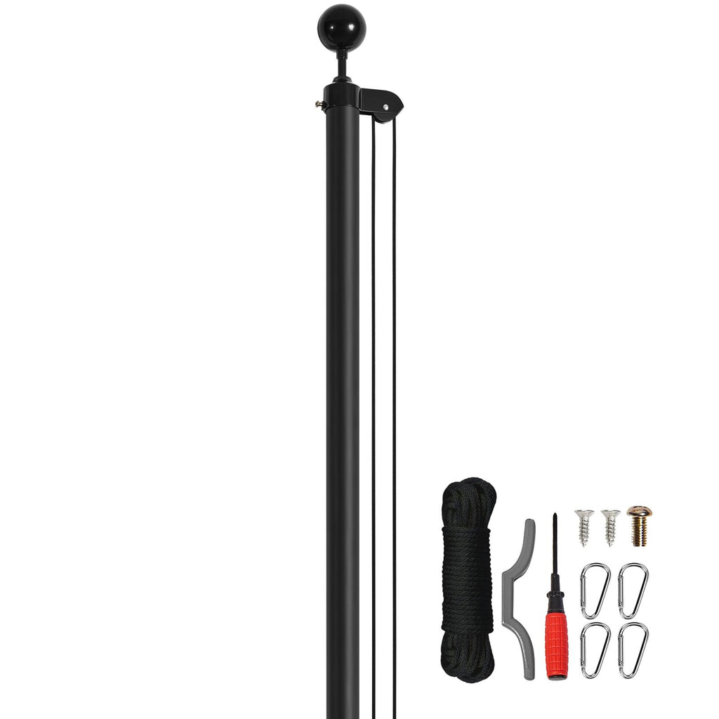 20FT Sectional Flag pole Kit, Heavy Duty Aluminum Alloy in Ground Flag poles for Outside, 3 Display Modes Flagpole with 3x5 American Flag, Professional Accessories, Black