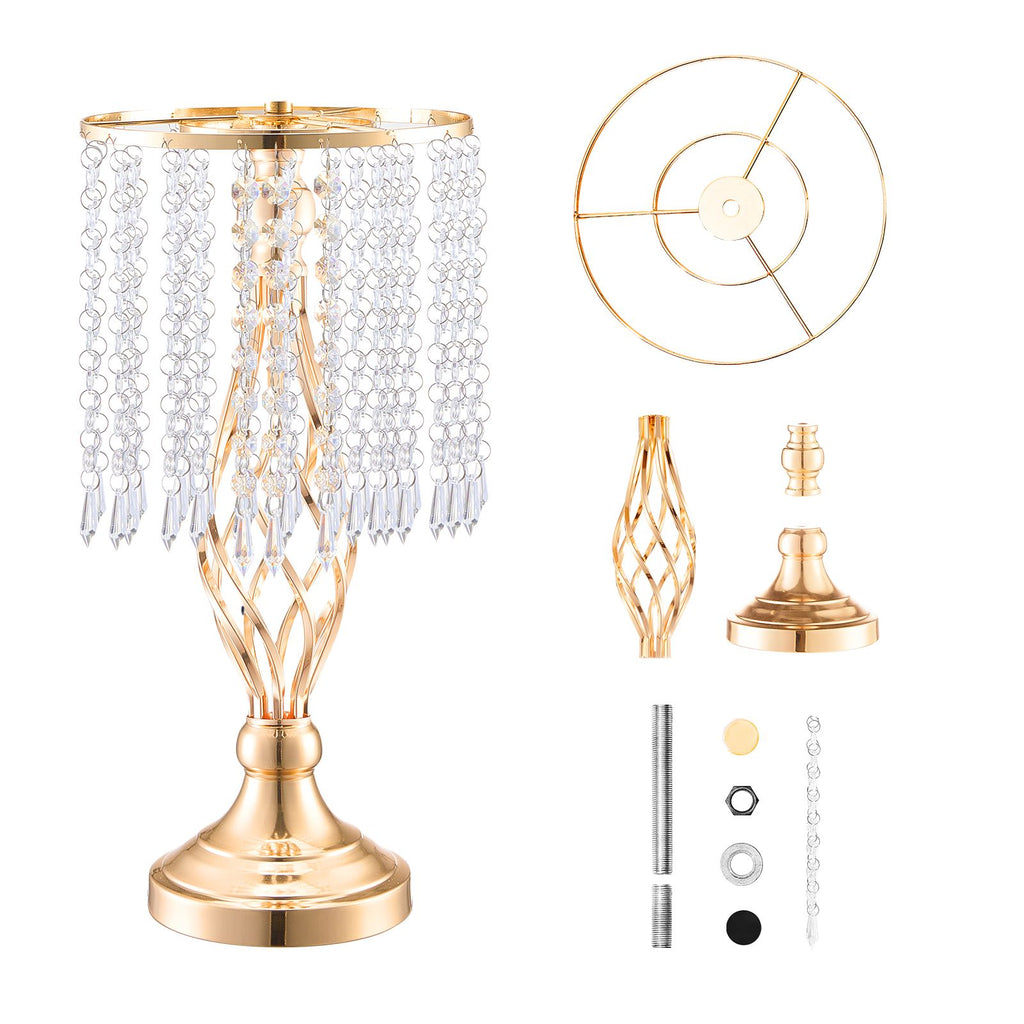 20PCS 43cm/16.9' Tall Crystal Wedding Flower Stand, Metal Wedding Centerpiece Vase, Gold Flower Holders Floral Display Rack for Tables Wedding Dinner Party, Ceremony Birthday Event Decor