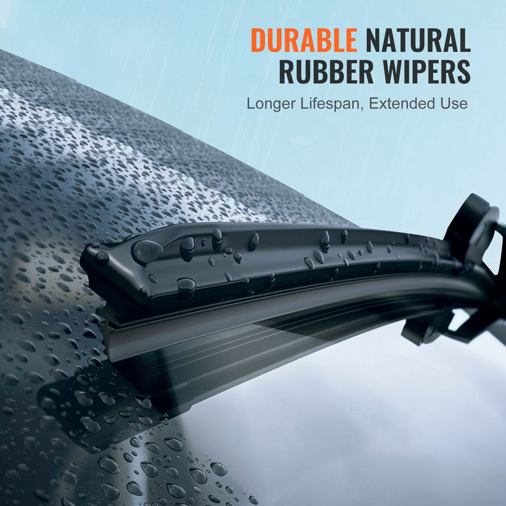 21" Rubber Wiper Blades, 53 cm Universal Replacement Wind Shield Wiper, Low Noise & Better Fit, with 4 Different Clips for most Car, Easy Installation image 2