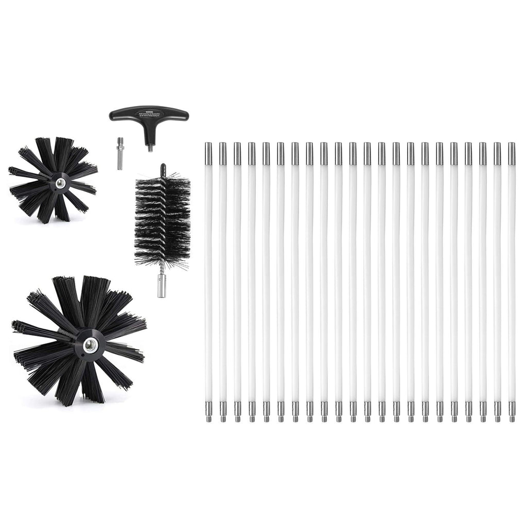 22 Pieces 30 FEET Dryer Vent Cleaner Kit, Include 3 Different Sizes Flexible Lint Trap Brush, Reinforced Nylon Duct Cleaning Dryer Vent Brush, Dryer Cleaning Kit with Clamp Connectors